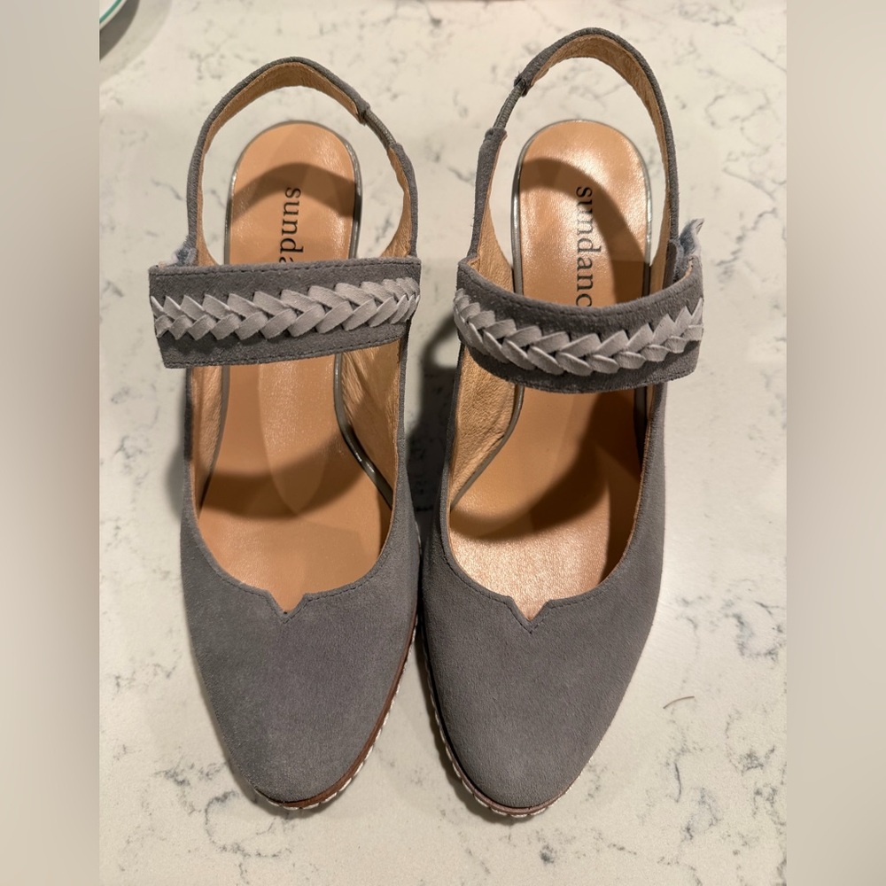 Sundance Gray Braided Slingback Heels